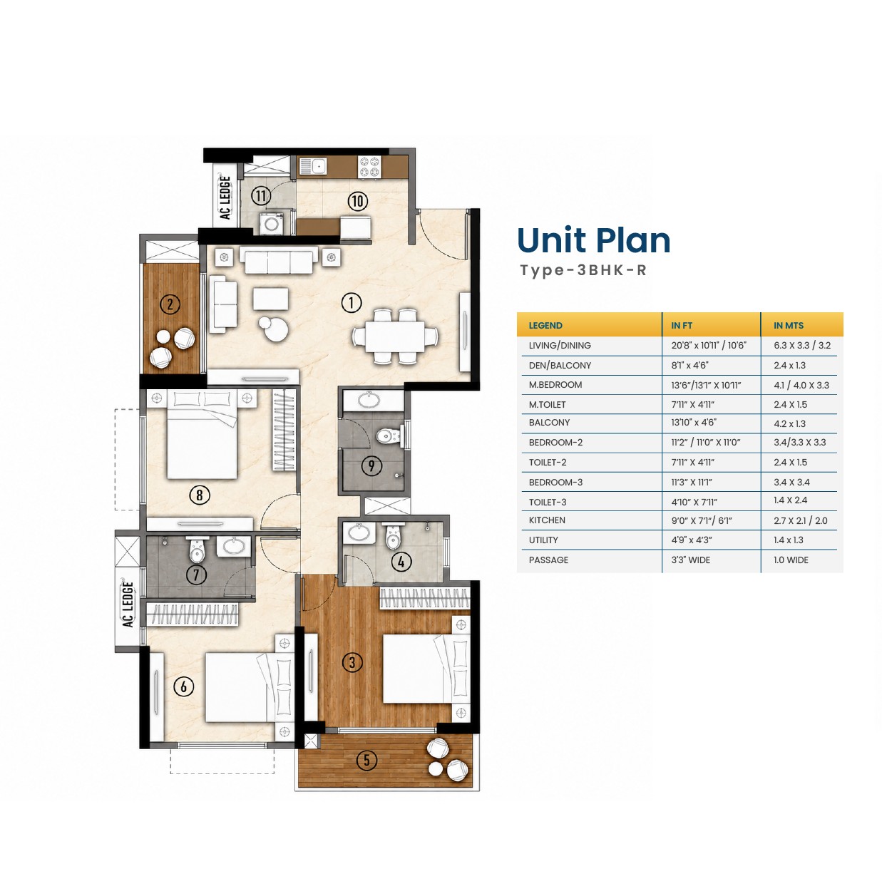 3 BHK Floor Plan